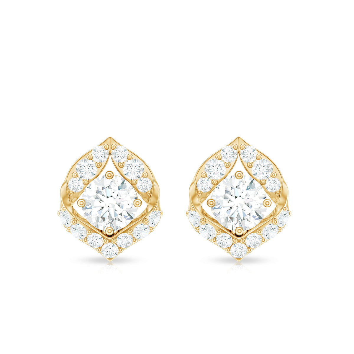 Nature Inspired Diamond Leaf Earrings with Screw Back