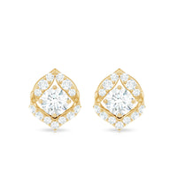 Nature Inspired Diamond Leaf Earrings with Screw Back