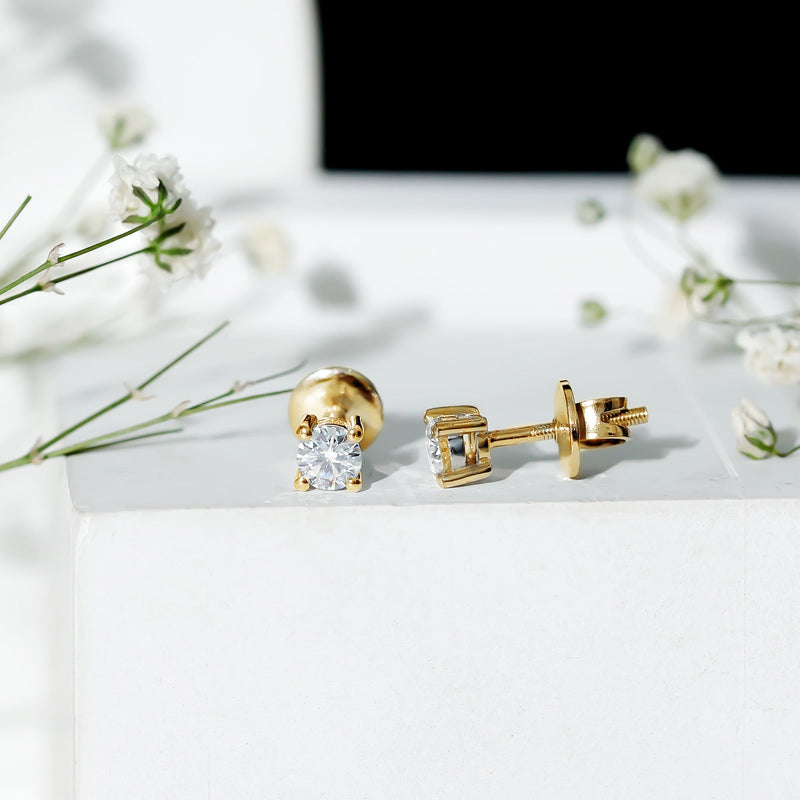 Rosec Jewels certified lab-grown diamond 4-prong stud earrings, sparkling and elegant jewelry with a classic design