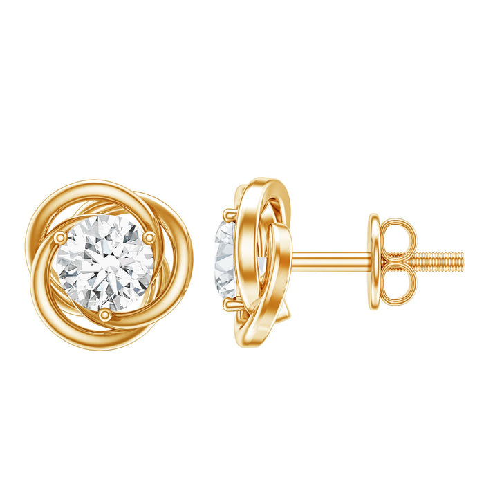 Sterling silver swirl earrings with lab-grown diamond accents and screw back closures by Rosec Jewels.
