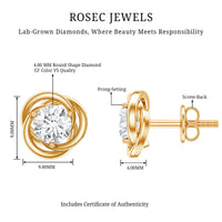 Certified Lab Grown Diamond Swirl Earrings With Screw Back