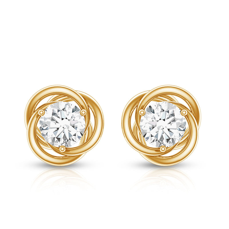 Rosec Jewels lab-grown diamond swirl earrings with screw back, featuring sparkling diamonds and intricate design.