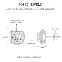 5 MM Round Lab Grown Diamond Stud Earrings With Screw Back