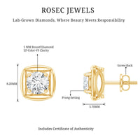 5 MM Round Lab Grown Diamond Stud Earrings With Screw Back