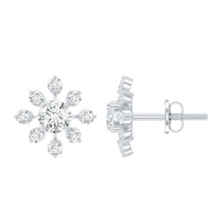 Certified Lab Grown Diamond Snowflake Stud Earrings