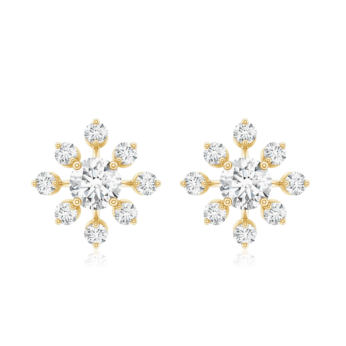 Certified Lab Grown Diamond Snowflake Stud Earrings