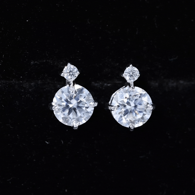 Rosec Jewels Lab 6 MM round diamond solitaire stud earrings with yellow gold setting, showcasing elegant jewelry design.