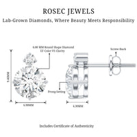 Lab 6 MM Round Diamond Solitaire Stud Earrings
