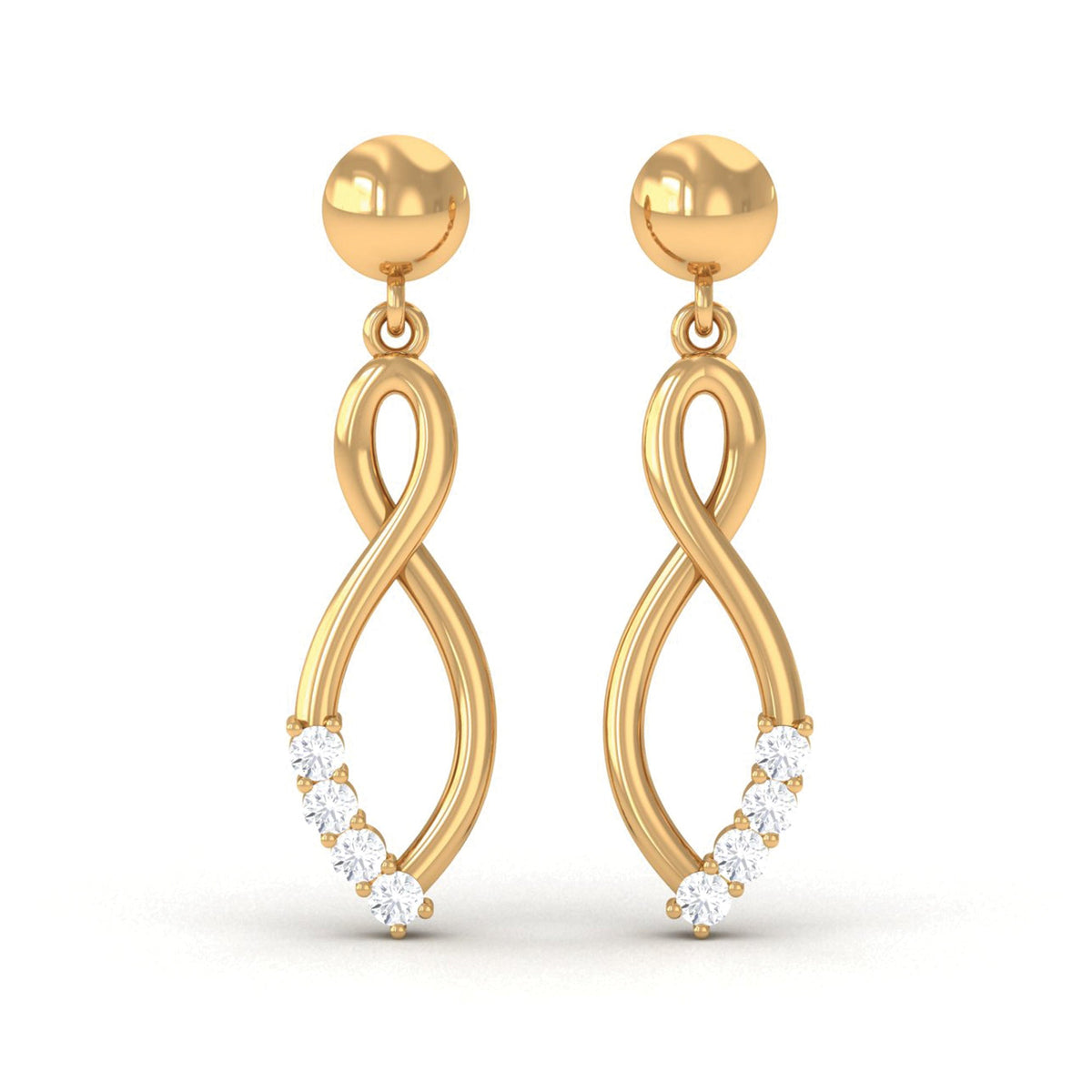 Certified Moissanite Infinity Drop Earrings with Screw Back