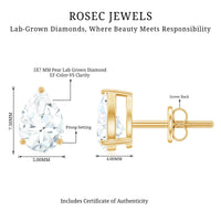 Pear Shape Lab Grown Diamond Solitaire Stud Earrings