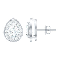 Pear Shape Lab Grown Diamond Classic Halo Stud Earrings
