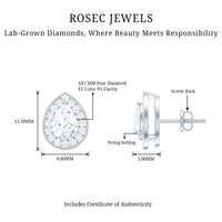 Pear Shape Lab Grown Diamond Classic Halo Stud Earrings