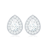 Pear Shape Lab Grown Diamond Classic Halo Stud Earrings