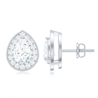 Pear Shape Lab Grown Diamond Classic Halo Stud Earrings