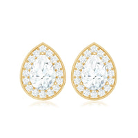Pear Shape Lab Grown Diamond Classic Halo Stud Earrings