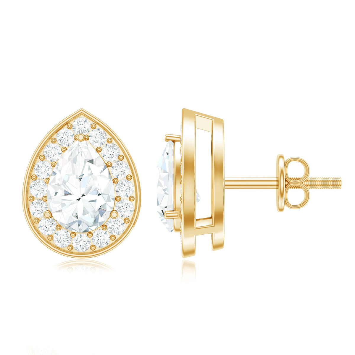 Pear Shape Lab Grown Diamond Classic Halo Stud Earrings