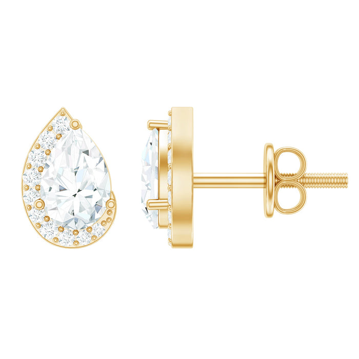 Rosec Jewels minimal lab-grown diamond teardrop stud earrings, showcasing sparkling diamond teardrops on silver posts.