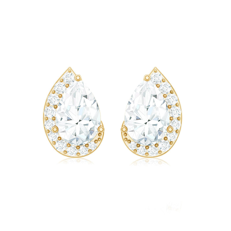 Rosec Jewels minimal lab-grown diamond teardrop stud earrings with sparkling diamonds and sleek silver setting.