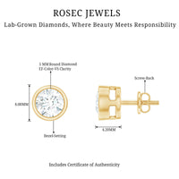 Simple Solitaire Stud Earrings with Lab Grown Diamond