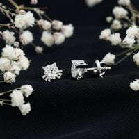 Cute Cat Stud Earrings with Lab Grown Diamond