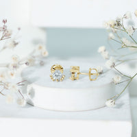 Cute Cat Stud Earrings with Lab Grown Diamond