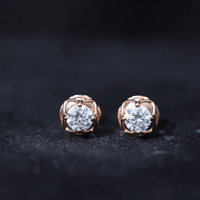 Round Lab Grown Diamond Solitaire Floral Stud Earrings