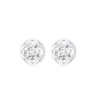 Round Lab Grown Diamond Solitaire Floral Stud Earrings