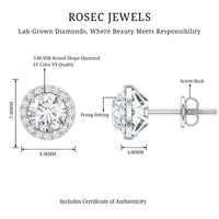 Classic Lab Grown Diamond Stud Earrings with Halo