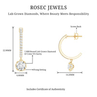 Lab Grown Diamond Minimal Hoop Drop Earrings