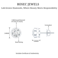 Solitaire Lab Grown Diamond Dainty Stud Earrings