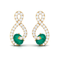 Natural Emerald Diamond Infinity Earrings with Screw Back
