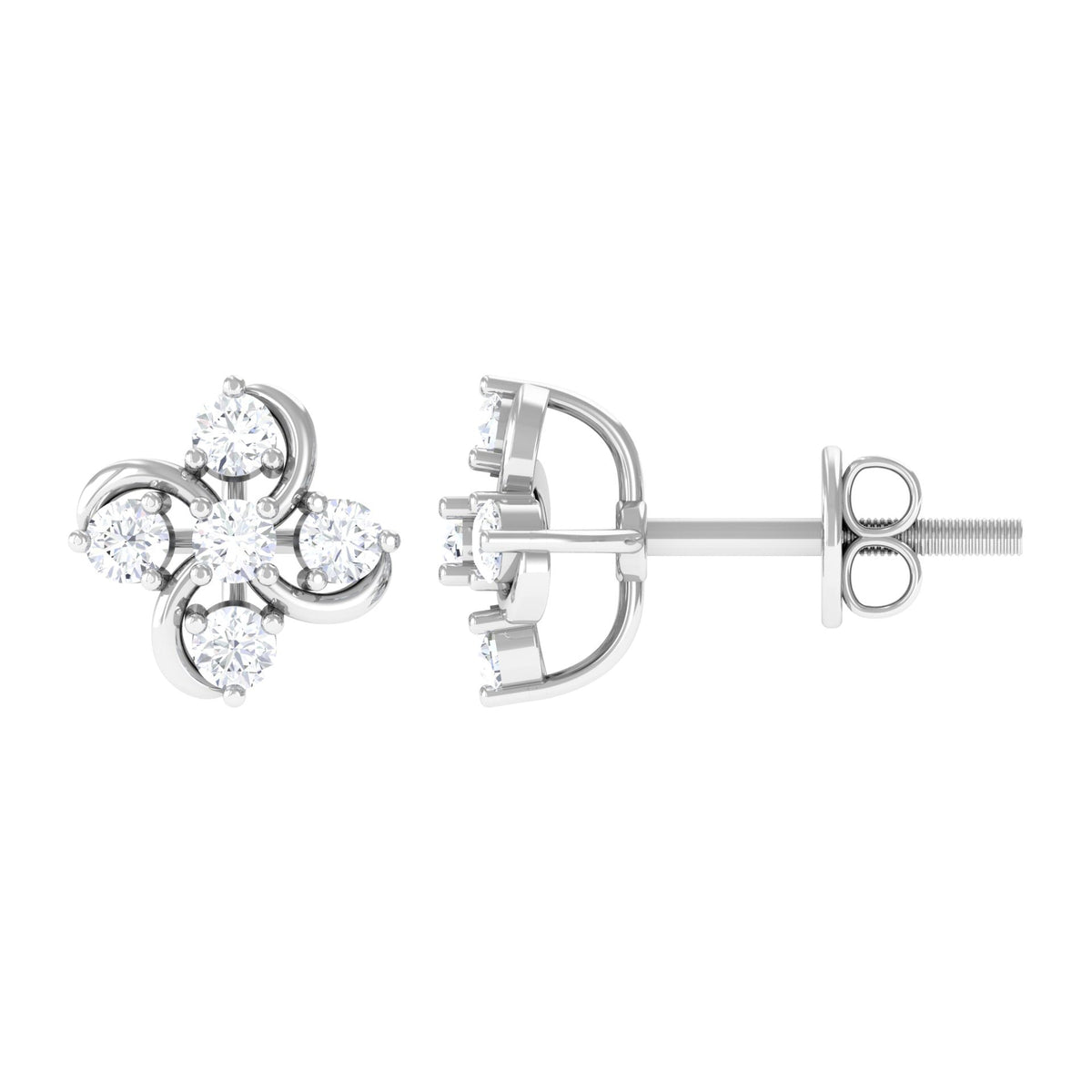 Rosec Jewels diamond flower cluster earrings for women, featuring sparkling diamond accents in elegant floral design.