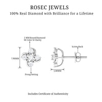 Rosec Jewels diamond flower cluster earrings for women, showcasing intricate floral design with sparkling diamonds.