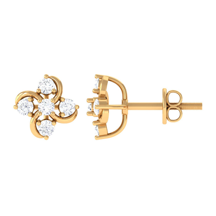 Rosec Jewels diamond flower cluster earrings for women, featuring sparkling diamond accents and delicate floral design.