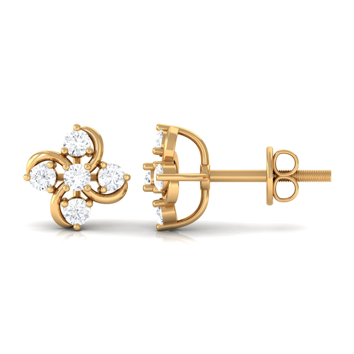 Diamond flower cluster earrings for women by Rosec Jewels, featuring sparkling floral design with multiple diamond accents.