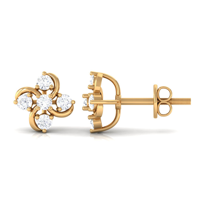 Diamond flower cluster earrings for women by Rosec Jewels, featuring sparkling floral design with multiple diamond accents.