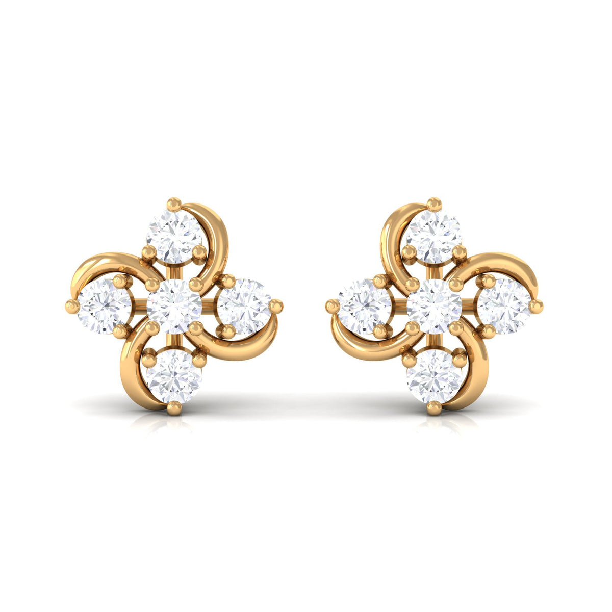 Rosec Jewels diamond flower cluster earrings for women, featuring sparkling diamond floral design on elegant earrings.
