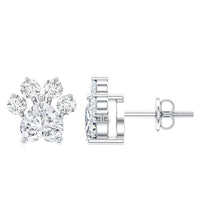 Natural Diamond Paw Stud Earrings for Women