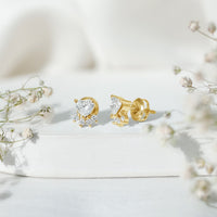 Natural Diamond Paw Stud Earrings for Women