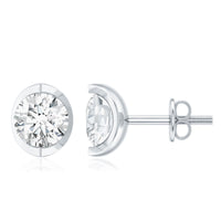 Minimalist 0.63 Carat Round Moissanite Solitaire Stud Earrings