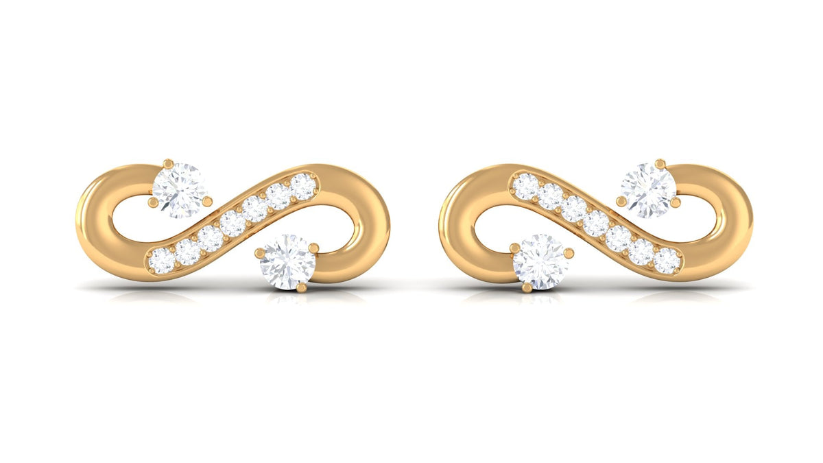 Natural Diamond Infinity Love Knot Stud Earrings