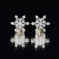 Certified Diamond Snowflake Stud Earrings with Screw Back