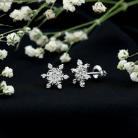 Certified Diamond Snowflake Stud Earrings with Screw Back