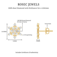 Certified Diamond Snowflake Stud Earrings with Screw Back