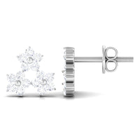 Round Cut Genuine Diamond Cluster Flower Stud Earrings