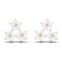 Round Cut Genuine Diamond Cluster Flower Stud Earrings