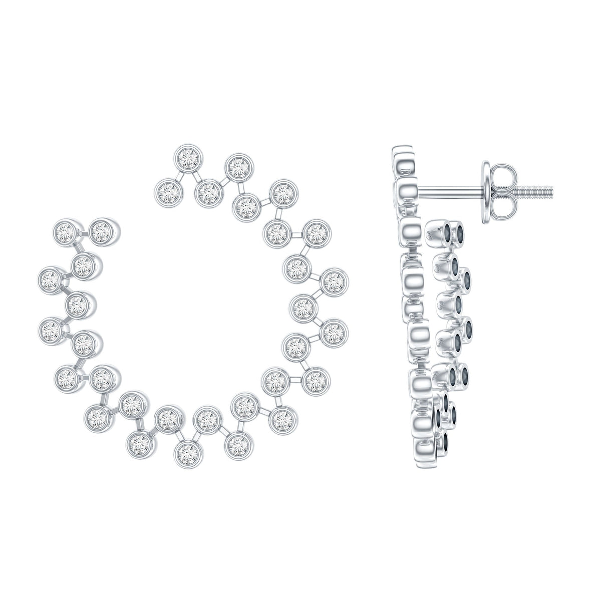 Certified Moissanite big stud earrings for women by Rosec Jewels, featuring sparkling gemstone studs with a polished finish.