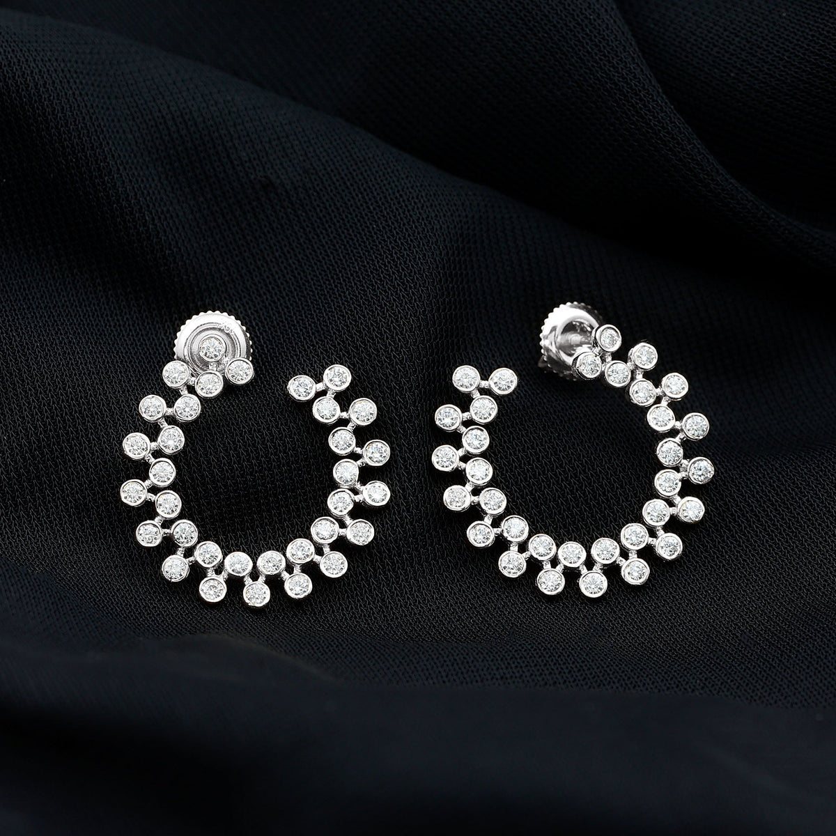 Rosec Jewels certified moissanite big stud earrings for women, showcasing sparkling gemstone studs on a white background.