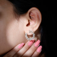 Certified moissanite big stud earrings for women with sparkling gemstones in a silver setting by Rosec Jewels.