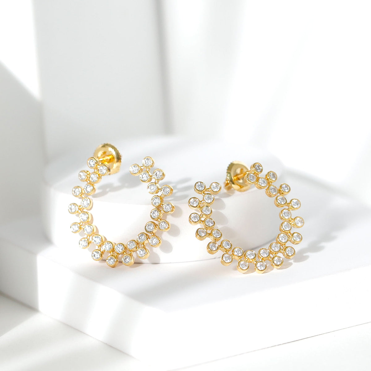 Certified Moissanite big stud earrings for women featuring sparkling gemstones and a secure post setting from Rosec Jewels.